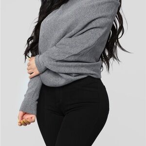Fashion Nova Off-the-Shoulder Gray Sweater